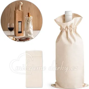 Bavlněný obal na 1 láhev, zavírání na stahovací šňůrku