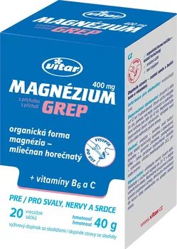Vitar Magnézium Grep 400 mg + vit. B6, C 20 x 2 g