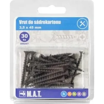 Spojovací materiál M.A.T. Group Vruty do sádrokartonu 3,5 x 45mm fosfátované hrubý závit (50ks)