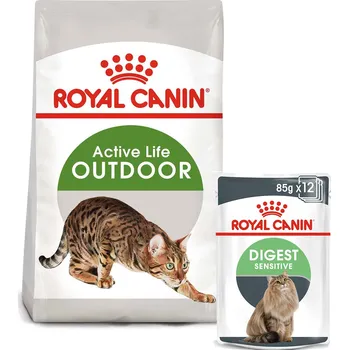 Krmivo pro kočku ROYAL CANIN OUTDOOR granule 2 kg + Digest Sensitive kapsička 12× 85 g