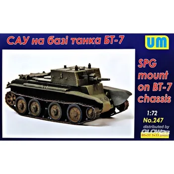 Plastikový model Unimodel 1/72 SPG mount on BT-7 chassis