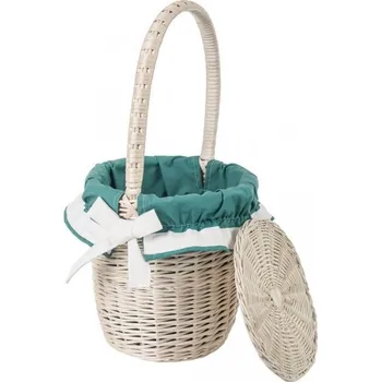 Hluboký bílý proutěný košík s mašličkou