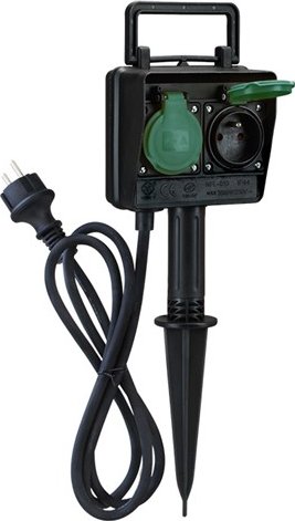 Solight.cz Zahradní sloupek 2 zásuvky, 1,5m gumový kabel, IP44, černý - Solight PG01