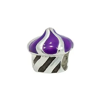 Přívěsek Stříbrný navlékací přívěsek fialový dortík