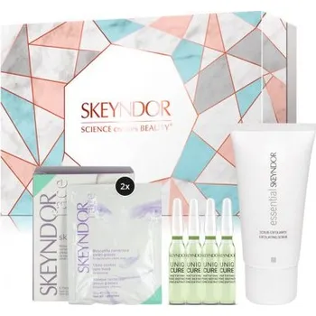 Kosmetická sada Skeyndor Essential Mastná Pleť Set - Koncentrát pro zmenšení pórů 4x2 ml + Matující maska 2 ks + pleťový peeling 50 ml Dárková sada