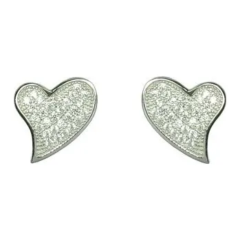 Náušnice Stříbrné náušnice se zirkony srdíčka
