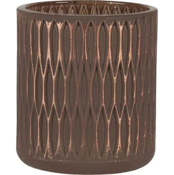 Svícen Hnědý skleněný svícen Nika - Ø 8*9 cm