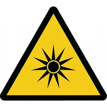 Značka Pozor optické záření, samolepicí fólie, 15 × 15 cm
