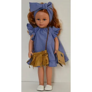 Panenka Realistická panenka Nina ve fialových šatech - dlouhé zrzavé vlasy od firmy Lamagik ze Španělska (španělská panenka - 33 cm)