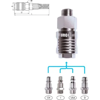 Příslušenství ke kompresoru GAV EUROLINE RYCHLOSPOJKA STL.VZDUCH S OCHRANNOU PRUŽINOU 4x6