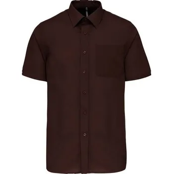 Pánská košile Kariban K551 pánská košile krátký rukáv tmavě hnědá - velikost 3XL
