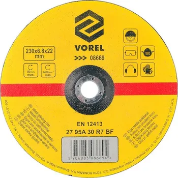 Brusný kotouč Vorel Kotouč brusný na kov 230 x 22 x 6,8 mm vypouklý
