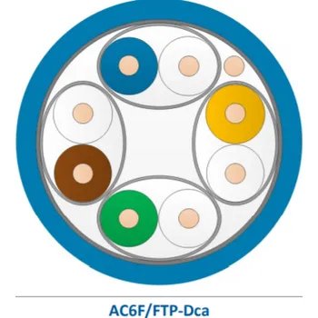 Síťový kabel AC6F/FTP-Dca-500BU Kabel F/FTP, AWG23, kat. 6A LSZH, Dca, s1a,d1,a1, 500m cívka, modrý