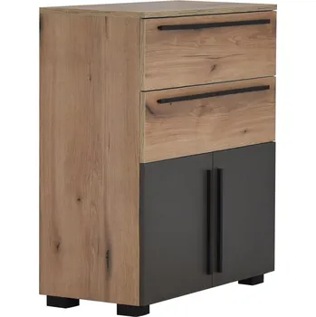 Komoda Komoda vysoká se zásuvkami dub artisan/šedá LEONIDAS 80