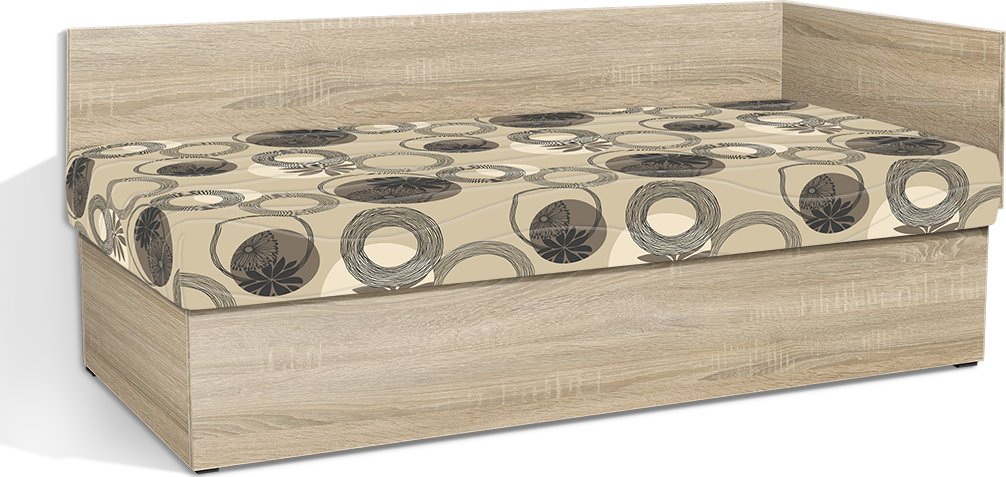 Nabytekmorava Válenda s úložným prostorem Senior 90x200 cm s čelem barva lamina: dub sonoma, barva čalounění: Mega 042