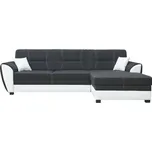 Sedací souprava MONACO LUX pravá, černá/bílá moderní s nožičkami vysouvací s rozkladem pro 3 osoby