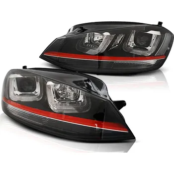 Autodíl Tuning Tec Přední světla s denním svícením VW GOLF 7 11.12- U-TYPE ČERNÉ S RED LINE GTI LOOK