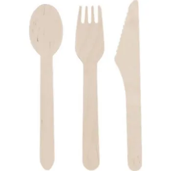 Jednorázové nádobí Merkloos Dřevěné PARTY příbory - 24 ks