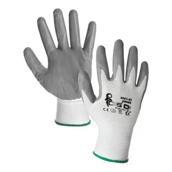Pracovní rukavice Povrstvené rukavice ABRAK, bílo-šedé, vel. 07