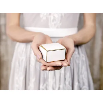 Krabice na pečivo Bílá krabička se zlatým okrajem PUDP29-008-019M - Partydeco