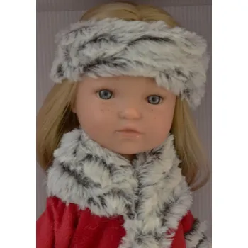 Panenka Realistická panenka Nikola v zimním oblečení od firmy Berjuan (Fashion Girl Rubia abrigo rojo)