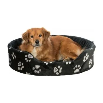 Pelíšek pro psa Pelech JIMMY oválný černý s tlapkami 45×35cm