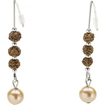 Náušnice BHOGA - Stříbrné visací náušnice s perlou a Rudrakshou