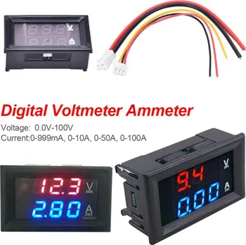 Panelový digitální voltmetr + ampérmetr 100V 10A DC
