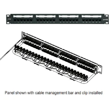 Patch panel 69586-B24 Nestíněný patch panel Cat6Plus,24xRJ45,1RU, kat. 6, s vázací lištou s klipy, 110IDC, černý