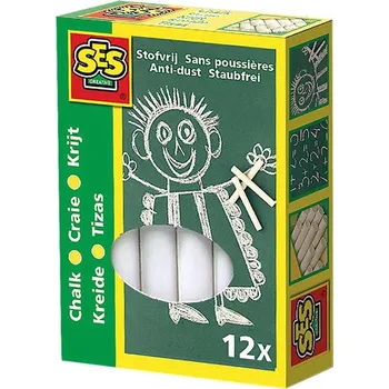 SES Creative Křídy bílé kulaté set 12ks v krabici