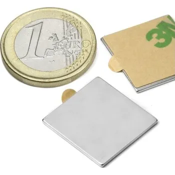 Dekorativní magnet SOLLAU Neodymový magnet hranol (samolepící) 20x20x1 mm, N38, poniklovaný