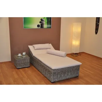 Zahradní lehátko Axin Trading s.r.o. Ratanové lehátko Karola s odkládacím stolkem, polstr bílý Axin Trading s.r.o.