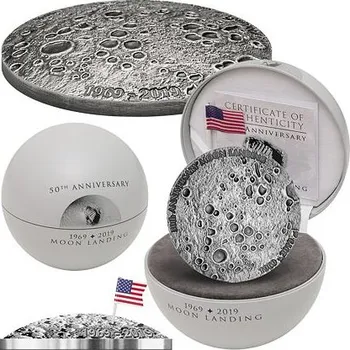 Exkluzivní stříbrná mince Moon Landing (50.výročí přistání na Měsíci) 1 Oz 2019 (Dome) Antique