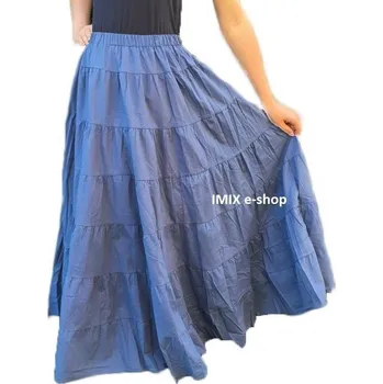 Dámská sukně Dámská maxi dlouhá lněná sukně Jasir - Černá matná