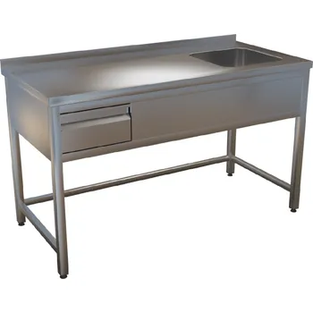 Nerezový dřez Dřez nerez KSVOZ-1 s lisovanou vanou a zásuvkou - hloubka 600mm Délka x hloubka: 900x600mm