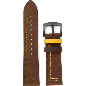 Ostatní příslušenství k chytrým hodinkám eses Kožený řemínek - Hnědý se žlutým vzorem, 22 mm
