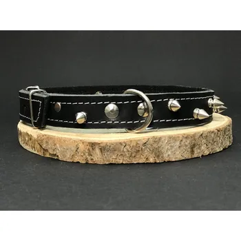 Obojek pro psa Palkar obojek z kůže hlazenice pro psy zdobený hroty 50 cm x 22 mm černý (Palkar obojek z kůže hlazenice pro psy zdobený hroty 50 cm x 22 mm černý)