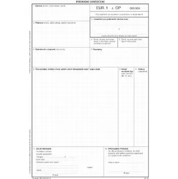 Tiskopis EUR-1, průvodní osvědčení, Op-195