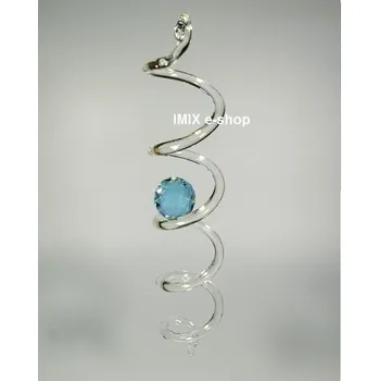 Skleněná velká spirála s barevnou kapkou - Zelená