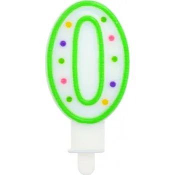 Dortová svíčka Godan Svíčka s puntíky na dort "0" Barva: Zelená