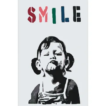 Malování podle čísel - Banksy - Úsměv Velikost: 40x60cm, Rámování: Pouze srolované plátno