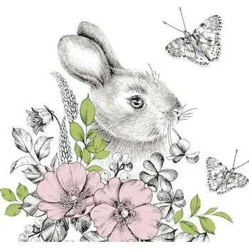 Papírový ubrousek Dezertní třívrstvé ubrousky Graphite bunny, 20 ks - 33*33 cm