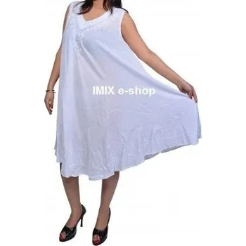Dámské šaty Letní vzdušné plážové volné šaty vyšívané - Bílá