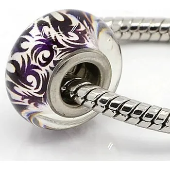 Korálek Korálek 07 ANY černobílý dekor skleněný - TOPBEADS