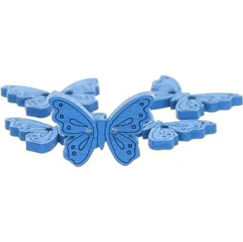 Knoflík Dřevěný knoflík motýl modrý