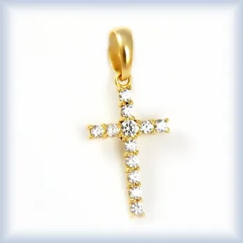 Přívěsek žluté zlato zirkony Preciosa s českým granátem uprostřed