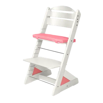 Jídelní židlička Jitro Dětská rostoucí židle Plus bílá Růžový klín + růžový
