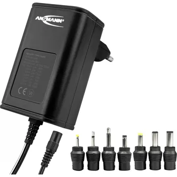 Ansmann 1201-0023 zásuvkový napájecí adaptér, nastavitelný, 12 V/DC, 9 V/DC, 7.5 V/DC, 6 V, 4.5 V/DC, 3 V, 1000 mA, 12 W