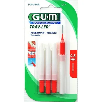 Dentální hygiena Sunstar - GUM Gum Trav-Ler průchodnost 0,8mm MK cylindrický 6ks + krytka
