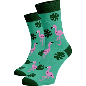 Dámské ponožky Veselé ponožky Plameňáci Tyrkysová Bavlna 42-44